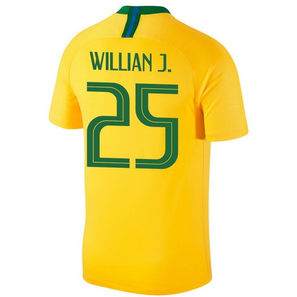 Camiseta Brasil 1ª Willian J. 2018 Amarillo